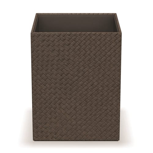 Pandan 9.7 Quart Cube Storage Can with Leather Match Interior, Java